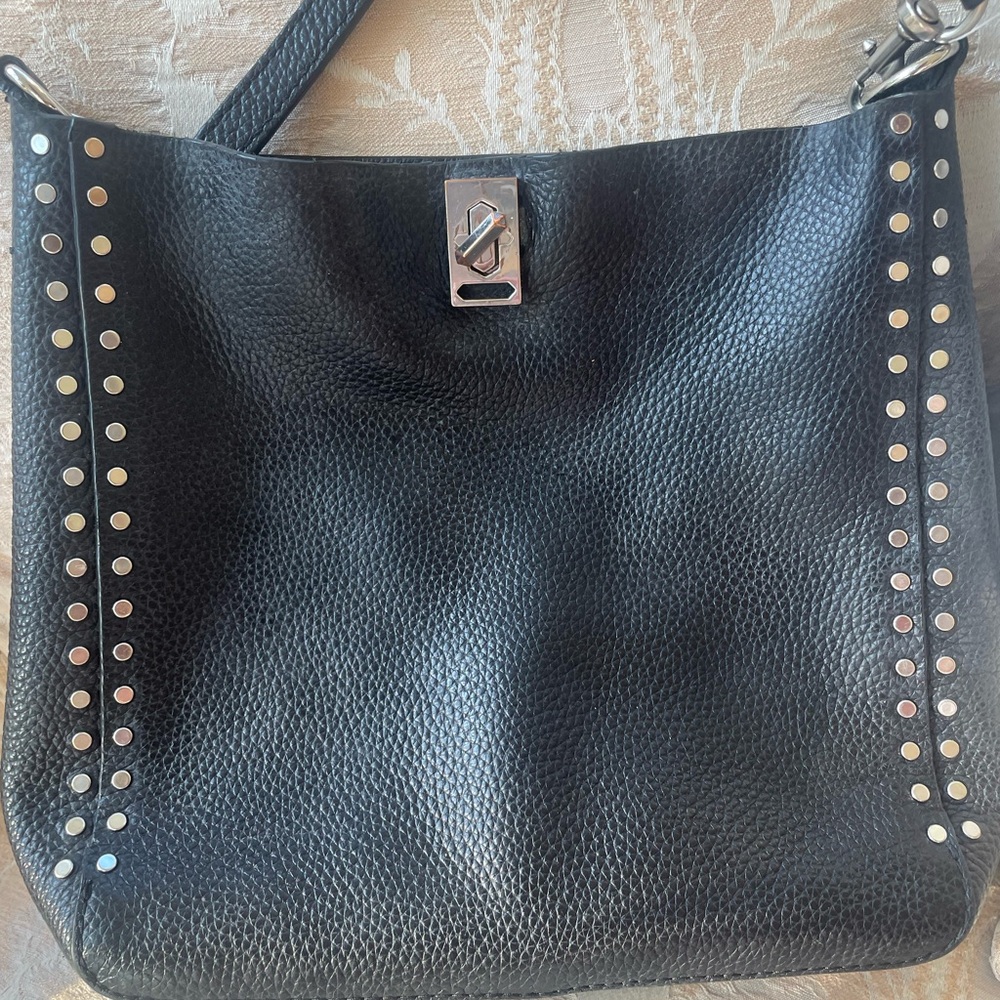 Rebecca Minkoff Black Leather Crossbody Bag with Stud Accents
